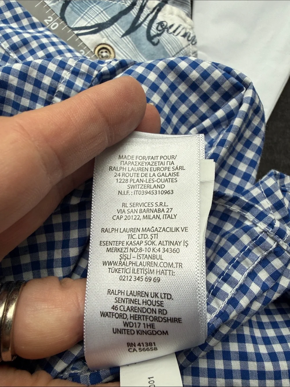 Polo Ralph Lauren Boys XL Long Sleeve Blue & White Gingham Button Down Shirt